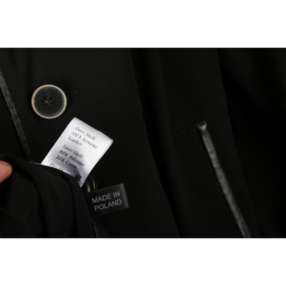 Hide Society Black Genuine Leather Reversible Button Down Coat Jacket Size 12 - Picture 14 of 16